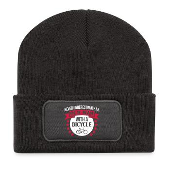 Old Man With A Bicycle - Recycled Patch Beanie - dark grey - Front