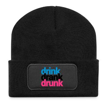 drink drank drunk - Recycelte Patch Beanie - Schwarz - Vorne