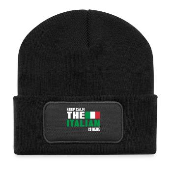 Keep Calm the Italian is here / Italy / Gift - Recycled Patch Beanie - black - Front