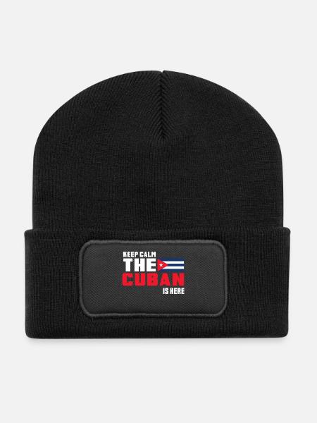 Keep Calm The Cuban is Here Cuba - Recycled Patch Beanie - black