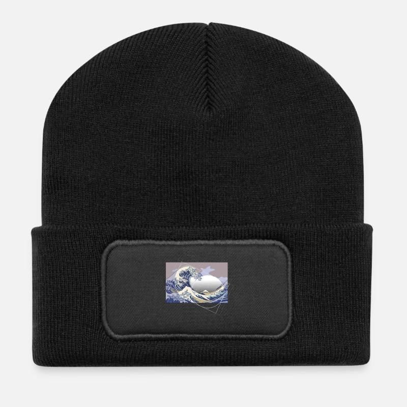 Hokusai Meets Fibonacci - Recycled Patch Beanie - black