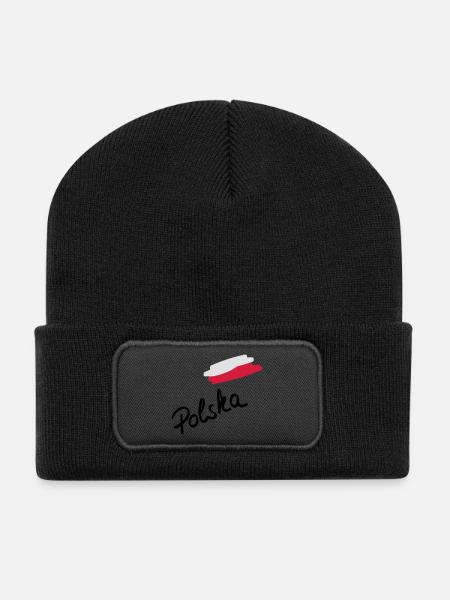 polska__f3 - Beanie recyclé à patch - noir