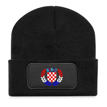 Lorbeerkranz Kroatien - Recycelte Patch Beanie - Schwarz - Vorne