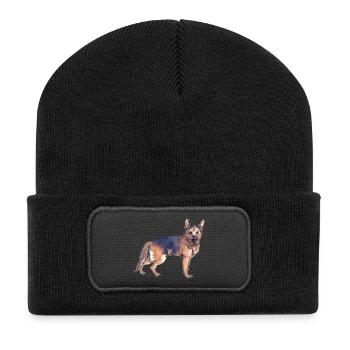 Deutscher Schäferhund - Recycelte Patch Beanie - Schwarz - Vorne