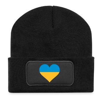 ukraine herz - Recycelte Patch Beanie - Schwarz - Vorne