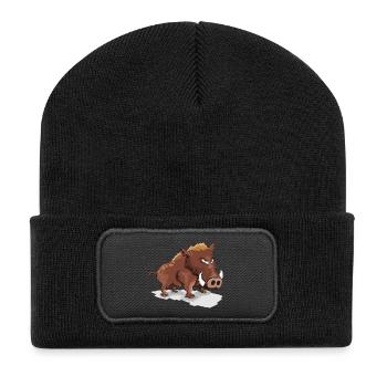 Sanglier cool - Beanie recyclé à patch - noir - Devant