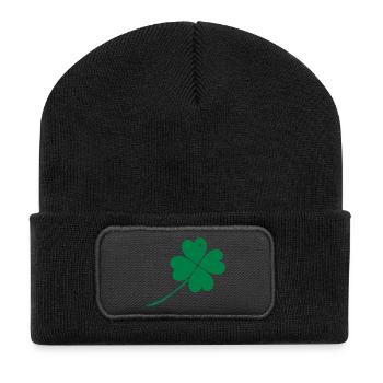 Herz-Kleeblatt - Recycelte Patch Beanie - Schwarz - Vorne