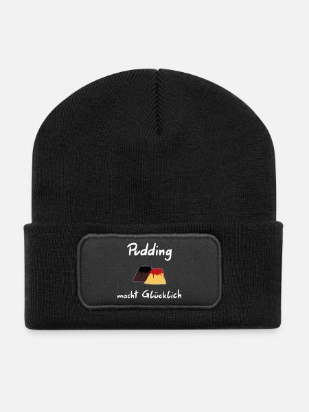 Pudding makes you happy - Recycled Patch Beanie - black