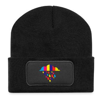 coloré pluie d'automne - Beanie recyclé à patch - noir - Devant
