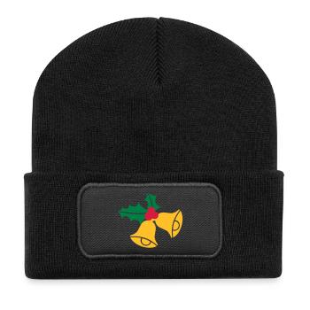 Glocken Weihnachten - Recycelte Patch Beanie - Schwarz - Vorne