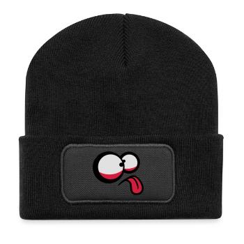 Crazy Comic Face - Beanie recyclé à patch - noir - Devant