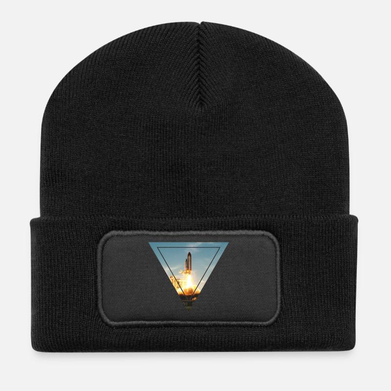 Space Shuttle - Recycelte Patch Beanie - Schwarz