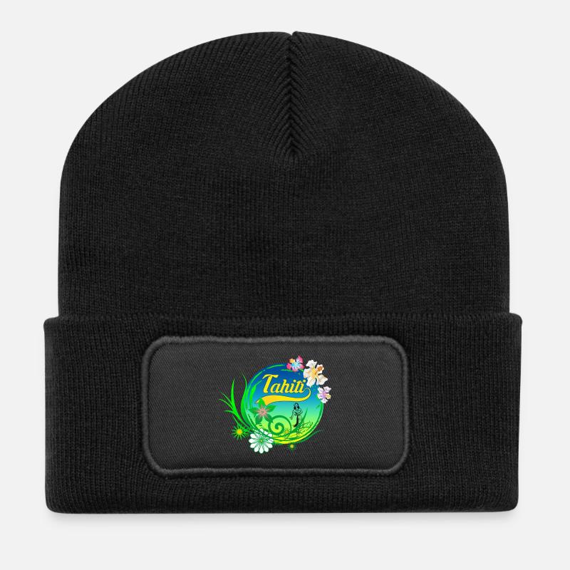 tahiti design 01 - Beanie recyclé à patch - noir
