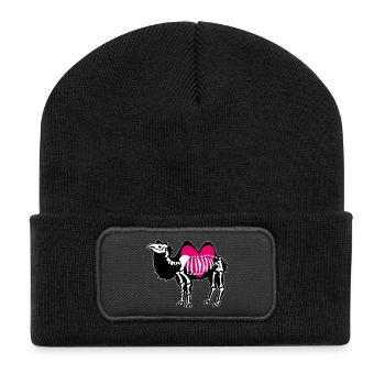Kamel Skelett mit Herz - Recycelte Patch Beanie - Schwarz - Vorne