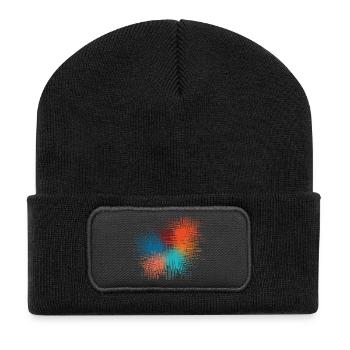 Explosion der Farben - Recycelte Patch Beanie - Schwarz - Vorne