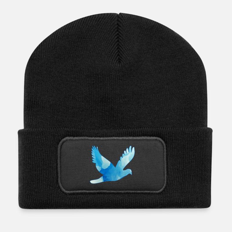 Dove flying / pigeon - Recycled Patch Beanie - black