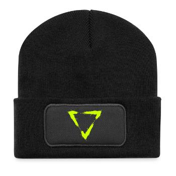 Symbol Dreieck Bürste Design Neu Gelb - Recycelte Patch Beanie - Schwarz - Vorne