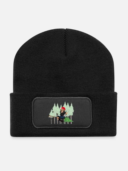 Balai Bollenhut sorcier moderne de la Forêt-Noire - Beanie recyclé à patch - noir