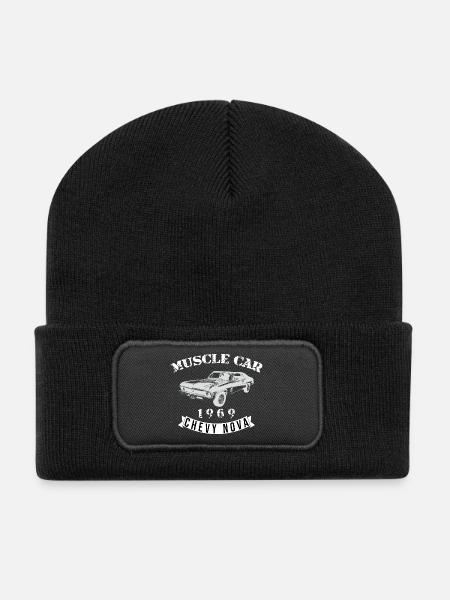 Vintage Chevelle Muscle Car Design - Recycelte Patch Beanie - Schwarz