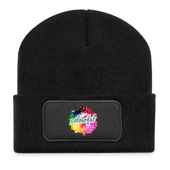 Explosion des couleurs des fleurs arc-en-ciel - Beanie recyclé à patch - noir - Devant