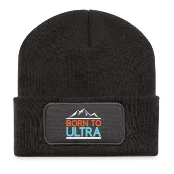Geboren für Ultra Running - Recycelte Patch Beanie - Dunkelgrau - Vorne