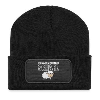 Ich Mag Halt Einfach Schafe - Recycelte Patch Beanie - Schwarz - Vorne