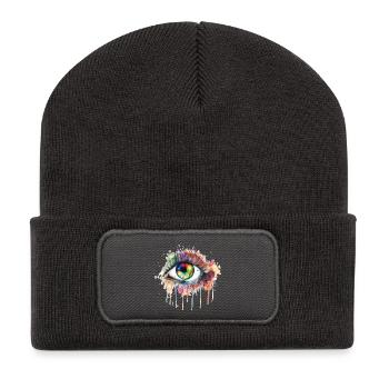 Œil arc-en-ciel Aquarelle Œil, Œil, Arc-en-ciel - Beanie recyclé à patch - charbon - Devant