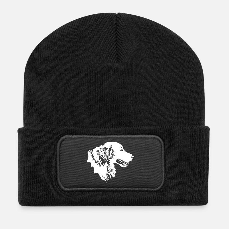 Golden Retriever head "Black Edition" - Recycled Patch Beanie - black