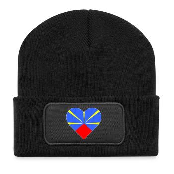 Herz Flagge die Insel des Treffens - Recycelte Patch Beanie - Schwarz - Vorne
