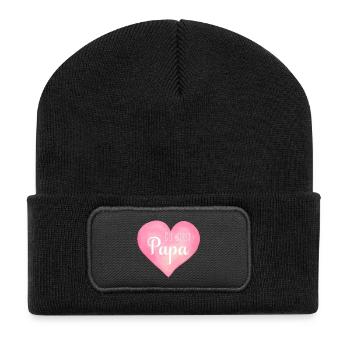 Du wirst Papa Herz - Recycelte Patch Beanie - Schwarz - Vorne