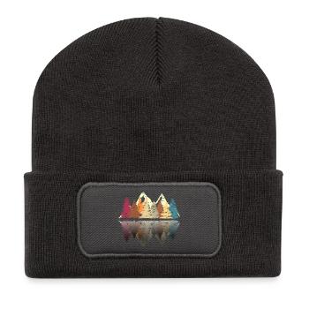 Wald am See im Grunge Retro Design - Recycelte Patch Beanie - Dunkelgrau - Vorne