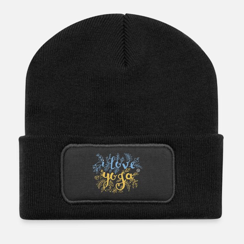 Blütenliebe Schriftzug - Recycelte Patch Beanie - Schwarz