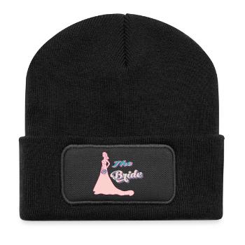 the bride retro pink typographie et silhouette - Beanie recyclé à patch - noir - Devant