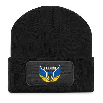 Ukraine Logo - Recycelte Patch Beanie - Schwarz - Vorne