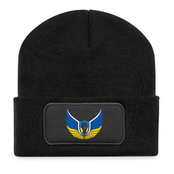 Ukraine Logo - Recycelte Patch Beanie - Schwarz - Vorne