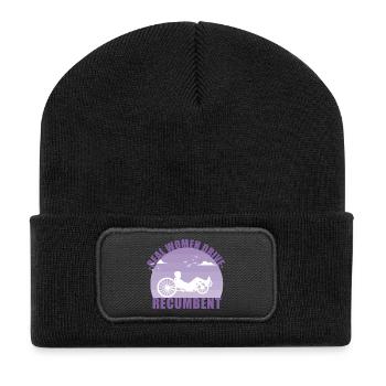 Fahrrad Liegerad Radsport Sport Recumbent Geschenk - Recycelte Patch Beanie - Schwarz - Vorne