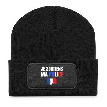 police, policier, gendarme - Beanie recyclé à patch - noir - Devant