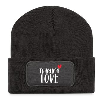 Twirling Love Baton Sport Geschenk - Recycelte Patch Beanie - Dunkelgrau - Vorne