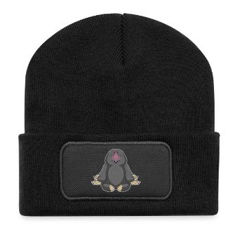 Maulwurf Yoga Fitness Meditation - Recycelte Patch Beanie - Schwarz - Vorne