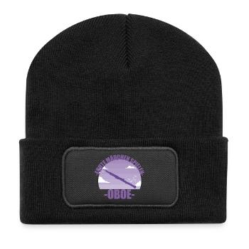 Oboe Musikerin Instrument Mädchen Geschenk - Recycelte Patch Beanie - Schwarz - Vorne