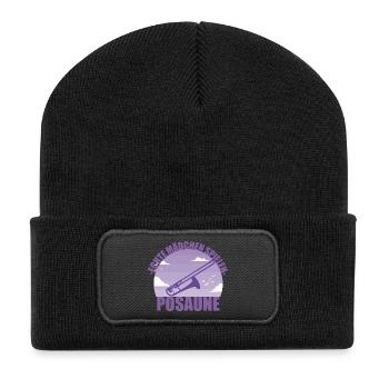 Posaune Musikerin Instrument Mädchen Geschenk - Recycelte Patch Beanie - Schwarz - Vorne