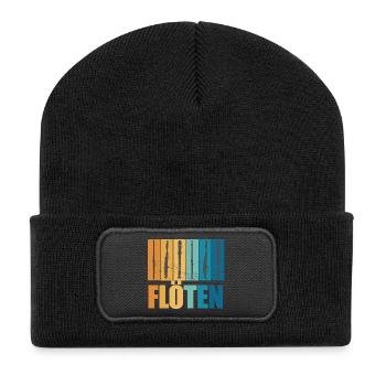 Flöten Vintage Musiker Instrument Geschenk - Recycelte Patch Beanie - Schwarz - Vorne