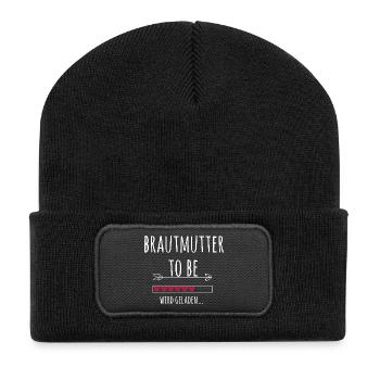 Brautmutter Ankündigung Hochzeit Verlobung - Recycelte Patch Beanie - Schwarz - Vorne