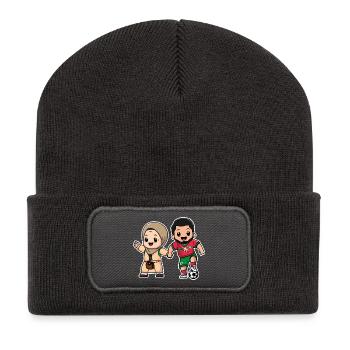 Marokkanischer Spieler mit seiner Mutter Marokko Fußballgeschenk - Recycelte Patch Beanie - Dunkelgrau - Vorne