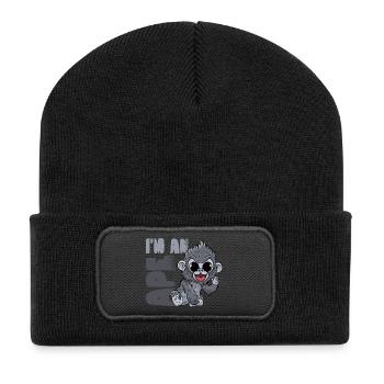 Gorilla Affe - Recycelte Patch Beanie - Schwarz - Vorne