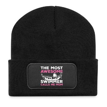 Maman nageuse - Beanie recyclé à patch - noir - Devant