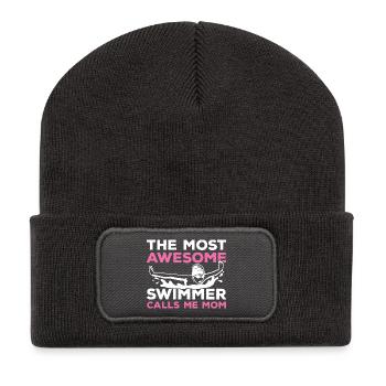 Schwimmer Mama - Recycelte Patch Beanie - Dunkelgrau - Vorne