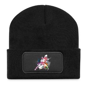 Farbfechten im Wassersplash - Recycelte Patch Beanie - Schwarz - Vorne