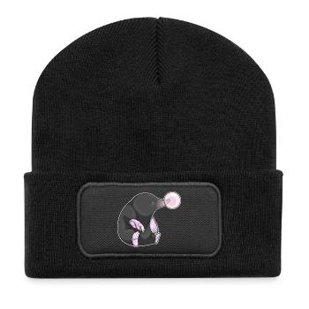 Gomme à mâcher taupe - Beanie recyclé à patch - noir - Devant