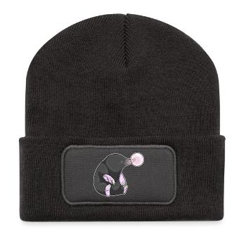 Gomme à mâcher taupe - Beanie recyclé à patch - charbon - Devant